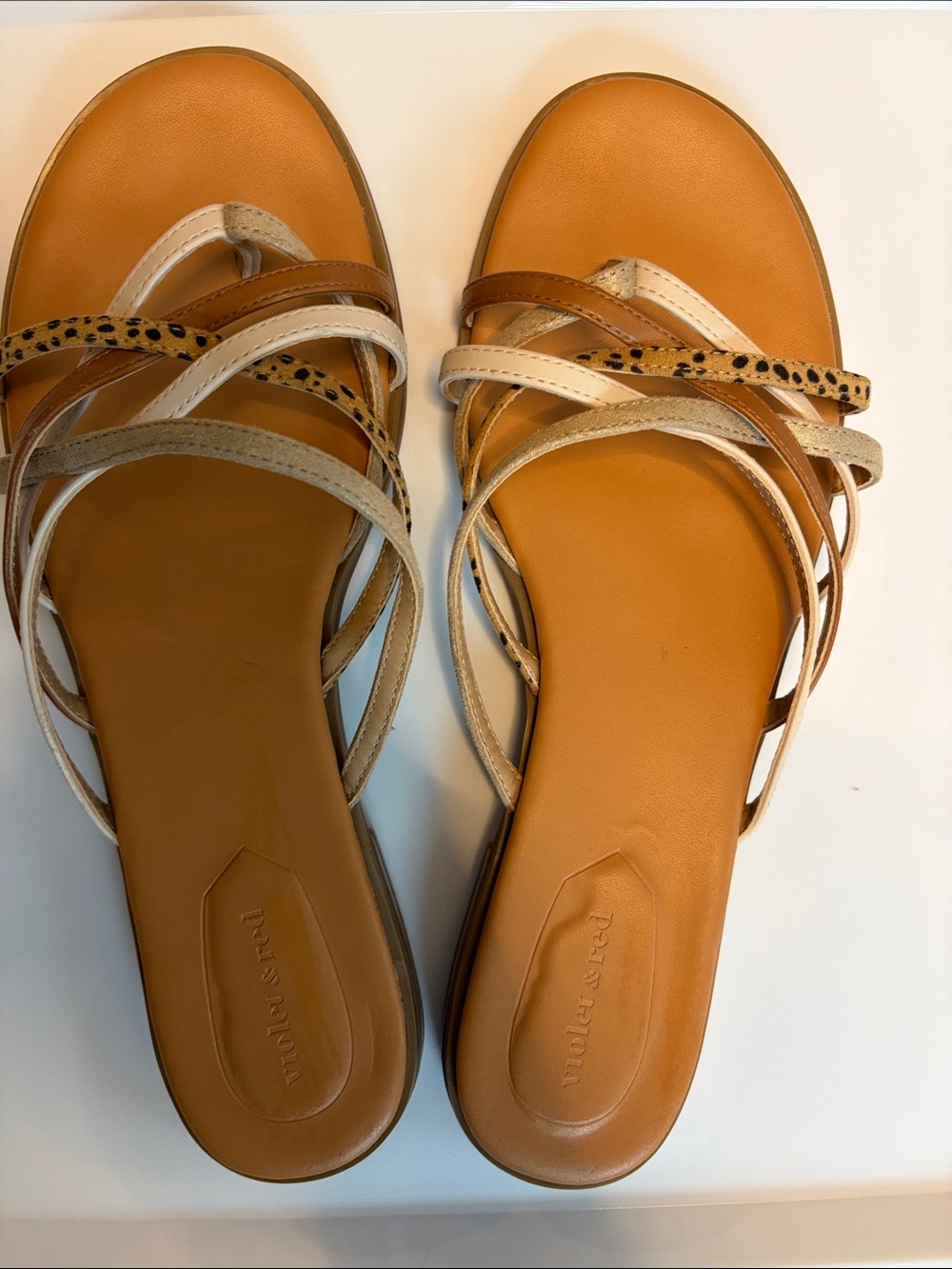 Strappy Tan and Cream Women's Sandals